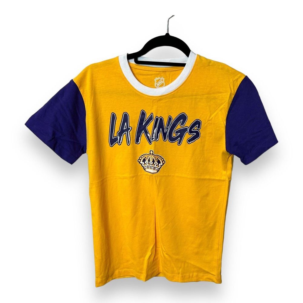 la los angeles kings T Shirt Nhl NEW yellow And Purple Size YOUTH M (5312) - Picture 1 of 9